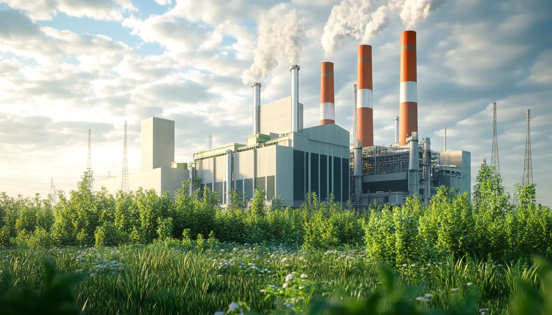 Industrial plant surrounded by greenery representing environmental compliance
